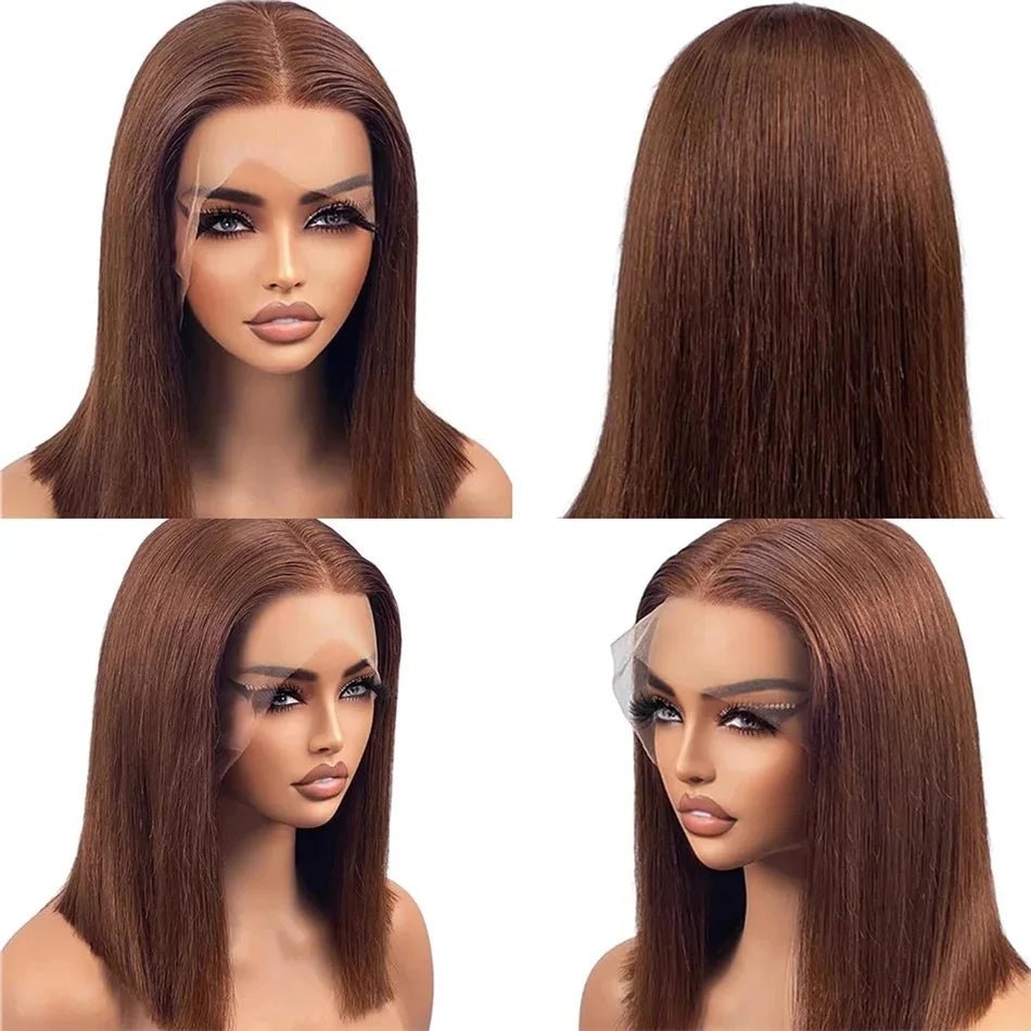 613 Blonde Short Bob Wig Transparent Lace Front Human Hair Wigs Straight 13X4 Burgundy 99j Brown Colored Cut Lace Frontal Wig - MAGUSTA BEAUTY