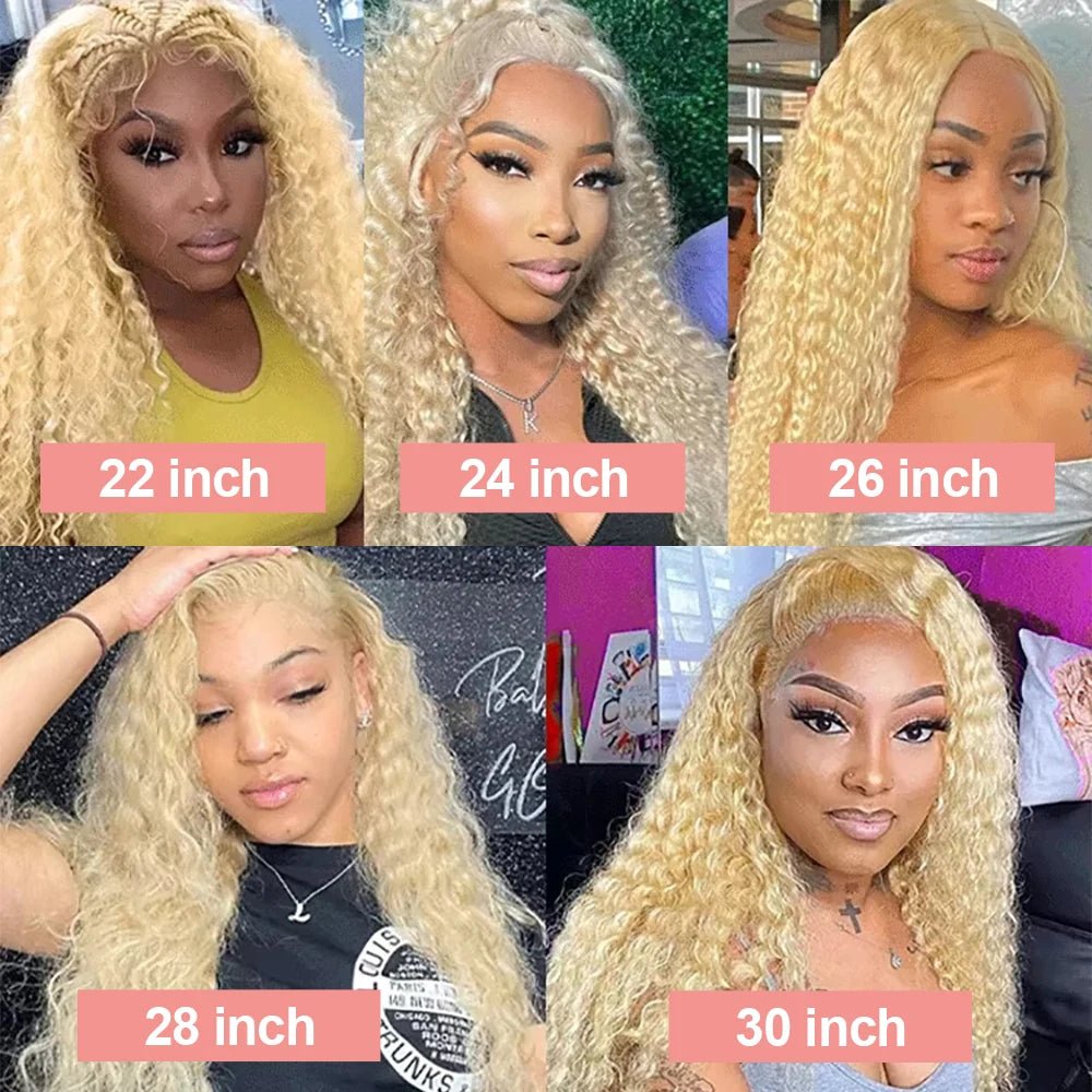 613 Curly Honey Blonde Lace Front Human Hair Wigs Loose Deep Wave 13x6 13×4 HD Water Wave Color Transparent Lace Frontal Wigs - MAGUSTA BEAUTY