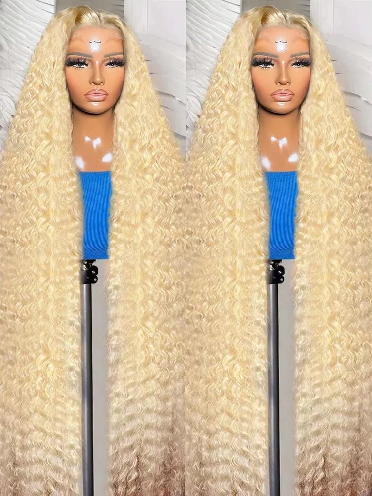 613 Curly Honey Blonde Lace Front Human Hair Wigs Loose Deep Wave 13x6 13×4 HD Water Wave Color Transparent Lace Frontal Wigs - MAGUSTA BEAUTY