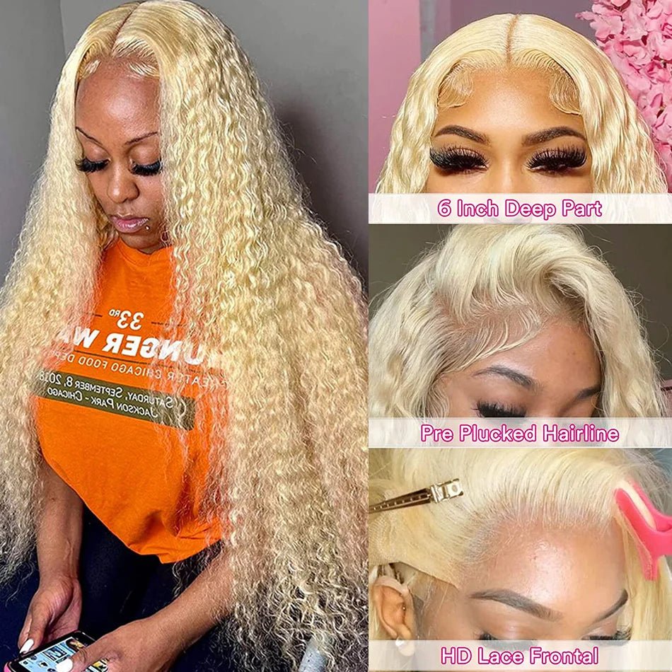 613 Hd Lace Frontal Wig 13X6 Blonde Lace Front Wig Human Hair 13X4 Curly Lace Front Human Hair Wig Hd Lace Wig 13X6 Human Hair - MAGUSTA BEAUTY