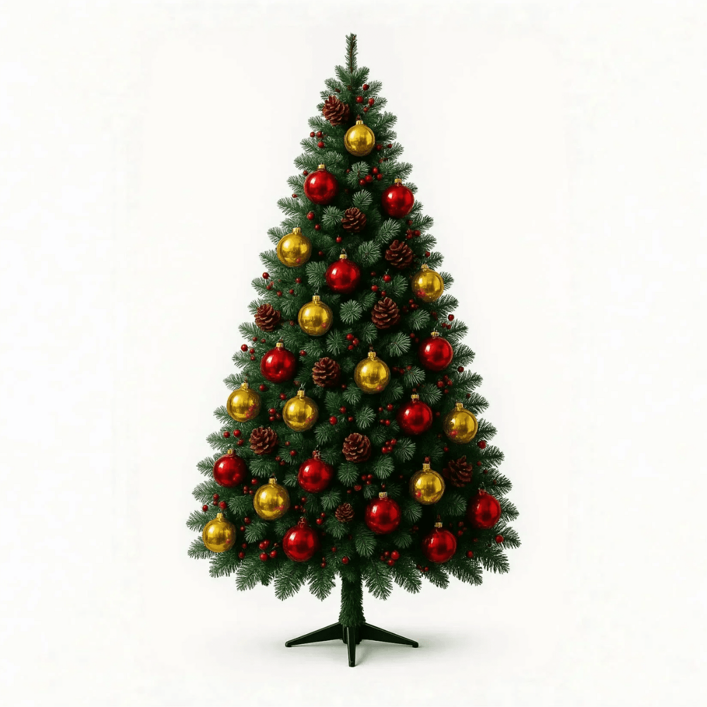 6/7FT Realistic Green Artificial Christmas Tree,Unlit,Decorated with Natural Pinecones & Holly Berries, Quick Setup,Metal Stand - MAGUSTA BEAUTY