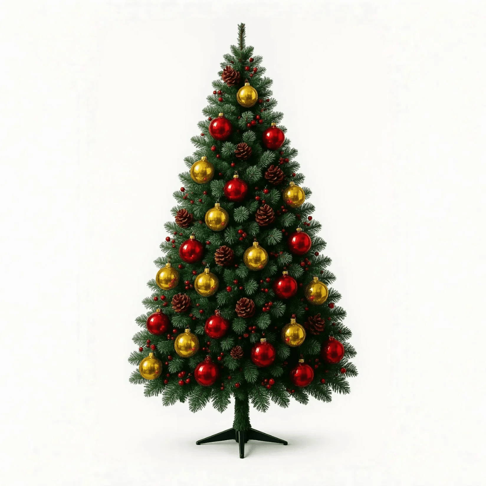 6/7FT Realistic Green Artificial Christmas Tree,Unlit,Decorated with Natural Pinecones & Holly Berries, Quick Setup,Metal Stand - MAGUSTA BEAUTY