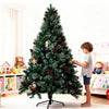 6/7FT Realistic Green Artificial Christmas Tree,Unlit,Decorated with Natural Pinecones & Holly Berries, Quick Setup,Metal Stand - MAGUSTA BEAUTY