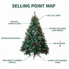 6/7FT Realistic Green Artificial Christmas Tree,Unlit,Decorated with Natural Pinecones & Holly Berries, Quick Setup,Metal Stand - MAGUSTA BEAUTY