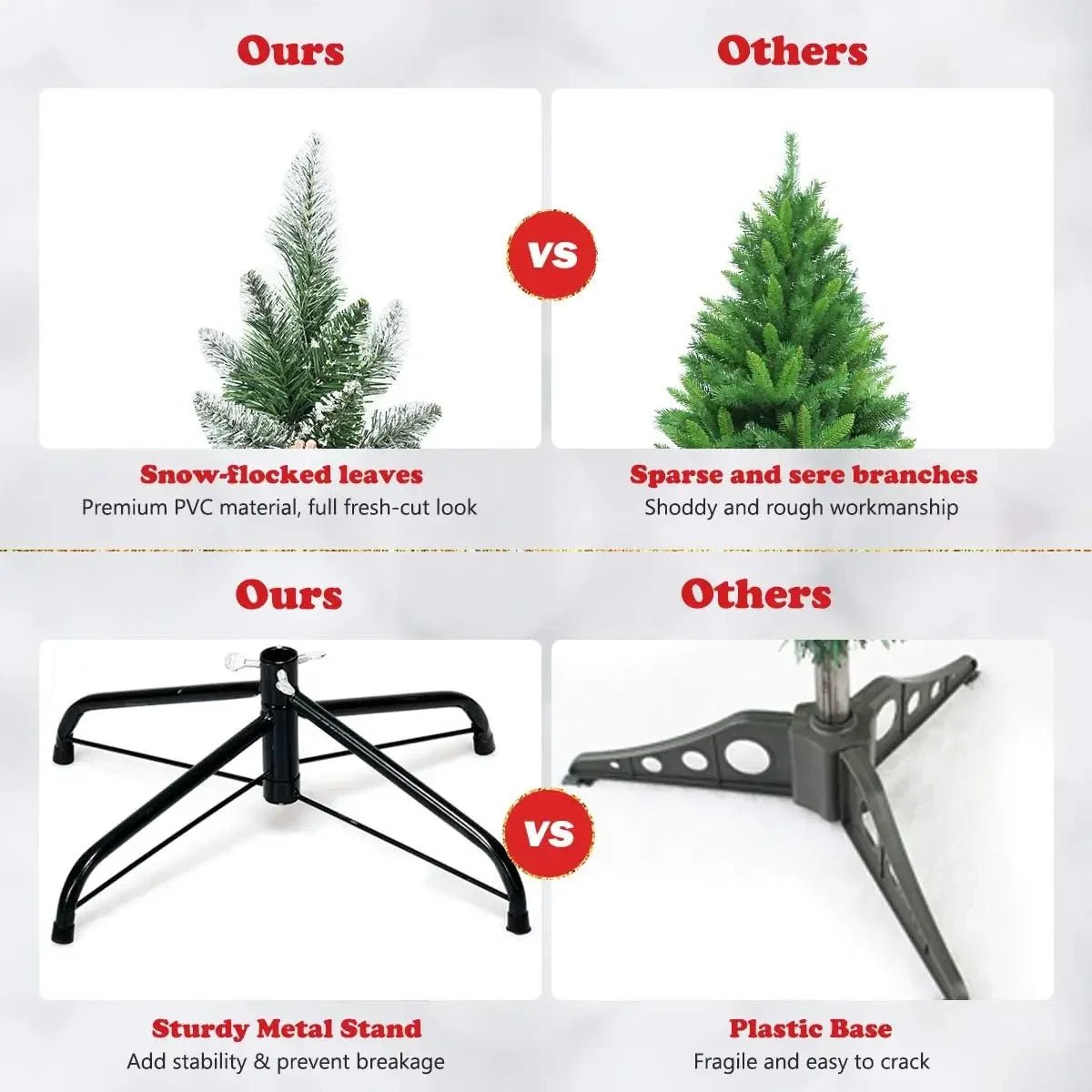 6/7FT Realistic Green Artificial Christmas Tree,Unlit,Decorated with Natural Pinecones & Holly Berries, Quick Setup,Metal Stand - MAGUSTA BEAUTY