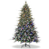 6Ft/7.5Ft/9Ft Pre - Lit Snow Flocked Christmas Tree 8 - Modes LED Lights Prelit Artificial Tree With Fake Pine Cones For Home Decor - MAGUSTA BEAUTY