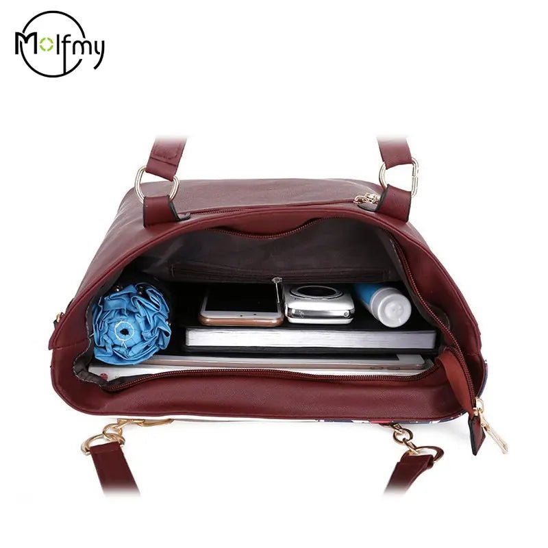 6/Piece Set Mother Handbag Vintage Tote Bags Printed High Quality Women's Bag Trend One Shoulder Crossbody Women Handbags Purse - MAGUSTA BEAUTY