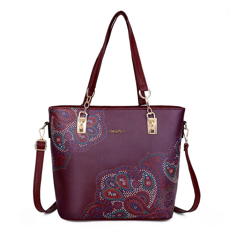 6/Piece Set Mother Handbag Vintage Tote Bags Printed High Quality Women's Bag Trend One Shoulder Crossbody Women Handbags Purse - MAGUSTA BEAUTY