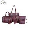 6/Piece Set Mother Handbag Vintage Tote Bags Printed High Quality Women's Bag Trend One Shoulder Crossbody Women Handbags Purse - MAGUSTA BEAUTY