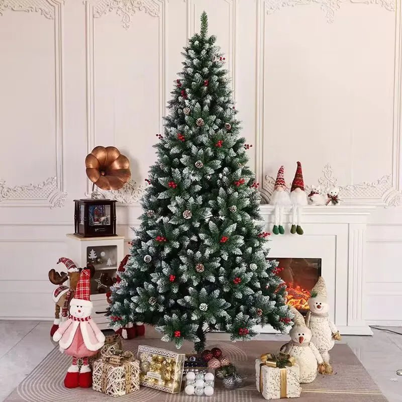 8 - foot Tall Christmas Tree , Spray White on the head With Haw and Pine Nut, for Holiday Decoration - MAGUSTA BEAUTY