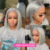 Straight Short Bob Gray 100% Human Hair Wig Lace Front Grey 13X4 Lace Frontal Bob Wig Colored Raw Human Hair Wigs 210 Density