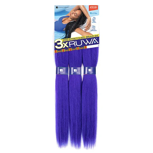 Sensationnel XPRESSION 3X Ruwa Synthetic Hair Braids Pre-Stretched Braid 24" - Lightweight, Easy to Install