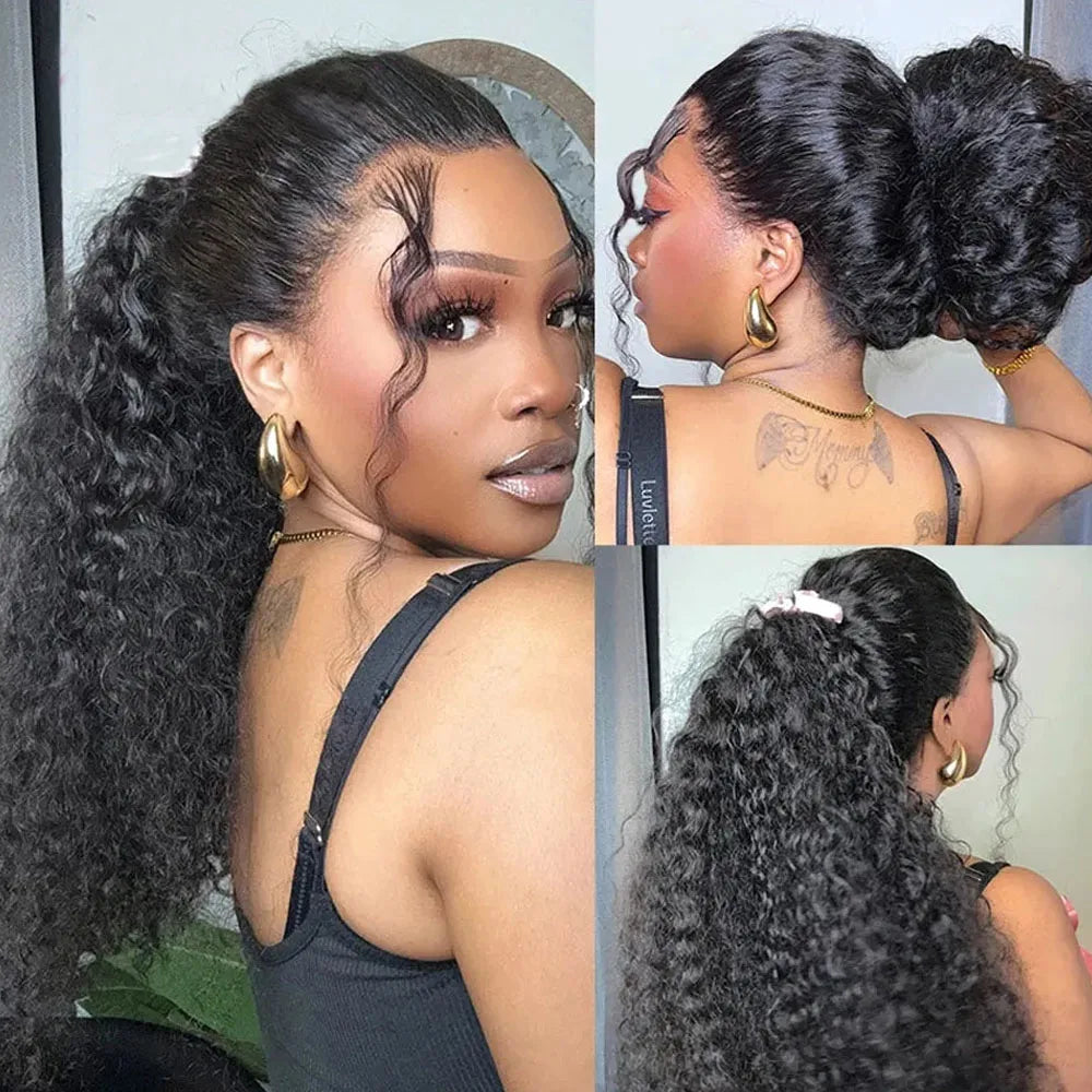 250 Density 30 Inch Invisible Strap Water Wave Curly 360 Full Hd Lace Front Human Hair Wig Glueless Wig Deep Wave Frontal Wig