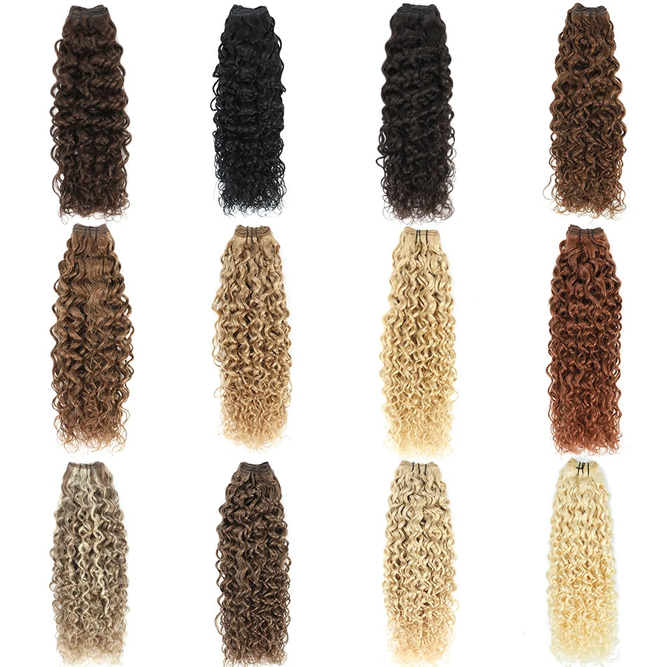 SOVO Honey Blonde Water Wave Human Hair Extensions 100 G Highlight P6/613 Natural Wet and Wavy Peruvian Curly Hair Weave Bundles