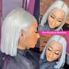 Straight Short Bob Gray 100% Human Hair Wig Lace Front Grey 13X4 Lace Frontal Bob Wig Colored Raw Human Hair Wigs 210 Density