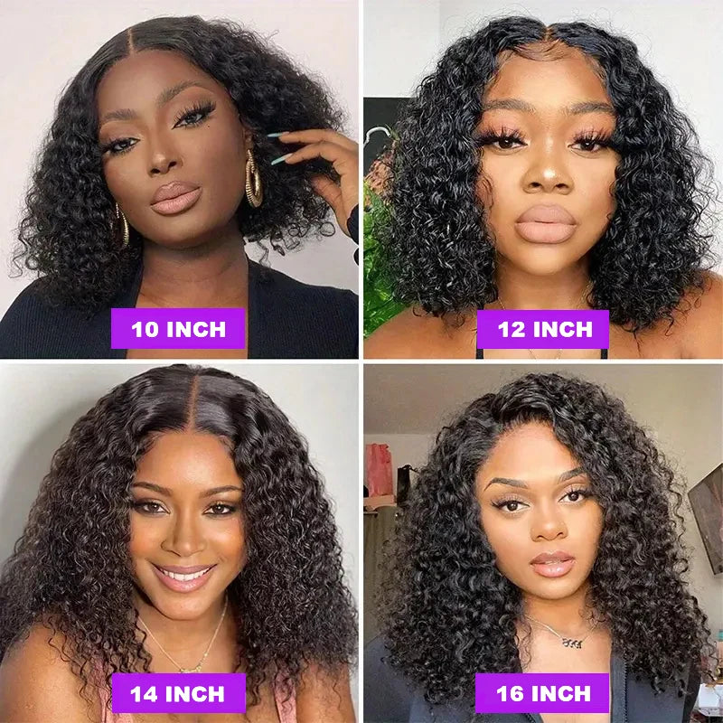 13x4 Kurze Bob Perücke Echthaar Deep Wave 100% Brasilianische Lockige Echthaar Perücken Transparente Spitze Front Perücken Für Frauen Vorgezupft