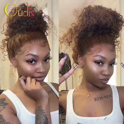 Wasserwelle unsichtbarer Riemen 360 Full HD Lace Front Perücke Schokobraun 30 Zoll Deep Wave Frontal Perücke Klebelose Perücke Echthaar
