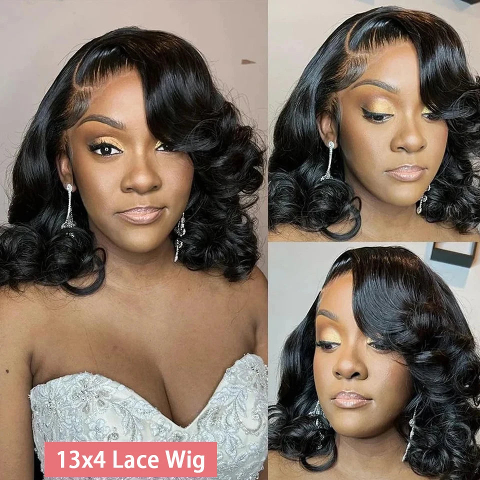 Short Bob Wig Body Wave 13x4 Glueless Wig Human Hair Brazilian Ready To Wear 4x4 Lace Frontal Closure Wig for Women Preplucked