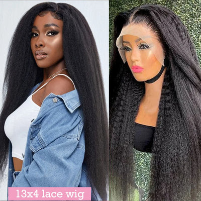250% 13x6 HD Lace Frontal Kinky Straight Echthaarperücken für Frauen Glueless Brazilian 13x4 Yaki Straight Lace Front Perücke im Angebot