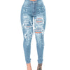 2023 Autumn High Waist Ripped Jeans For Women Fashion Stretch Skinny Denim Pencil Pants Casual Slim Trousers S-3XL