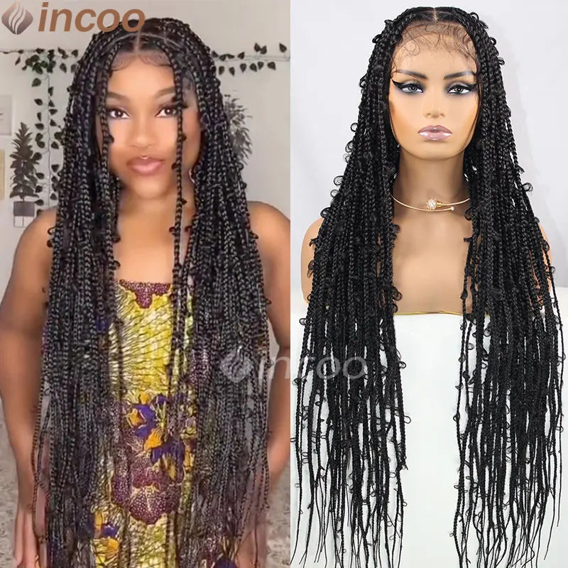 36 Zoll Synthetische Spitze Geflochtene Perücken Schmetterlingszöpfe Spitzenperücke für schwarze Frauen Zopfperücken im Ausverkauf Box Braids Spitzenperücke