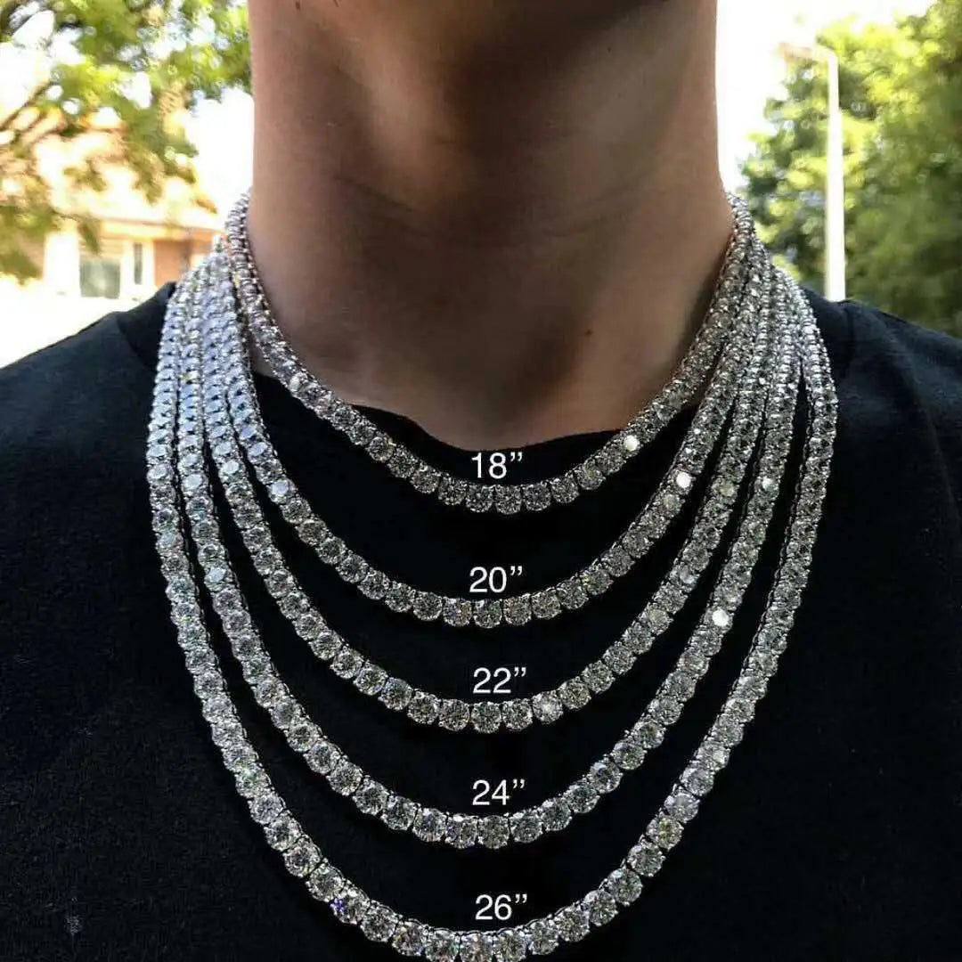 Hip Hop Jewelry 1 Row Iced Out Tennis Chain Bling CZ Men Diamond Cubic Zirconia Choker Necklace Women Drop Shipping