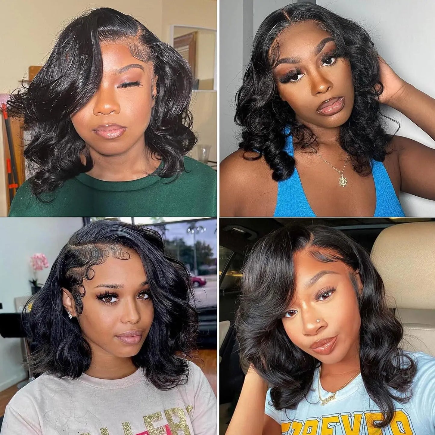 13x4 Lace Frontal Perücke Echthaar Kurze Bob Perücke Body Wave 4x4 HD Lace Front Verschluss Perücke Brasilianisches unbehandeltes Haar Natur Schwarz Farbe