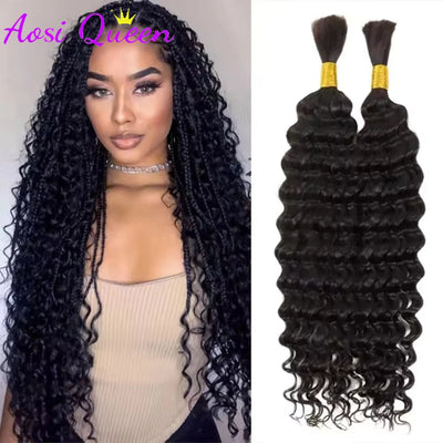 AOSIQUEEN Synthetisches Deep Wave Haar zum Flechten, ohne Tressen, Deep Wave für Flechtfrisuren, Micro Faux Braiding Hair für Boho Braids