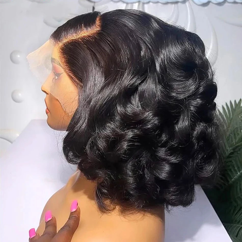 Brasilianische Body Wave Short Bob Perücke 13x4 Lace Frontal 4x4 Verschluss Echthaar Perücke 200 Dichte Für Frauen Mit Natürlicher Welle Bob Perücken