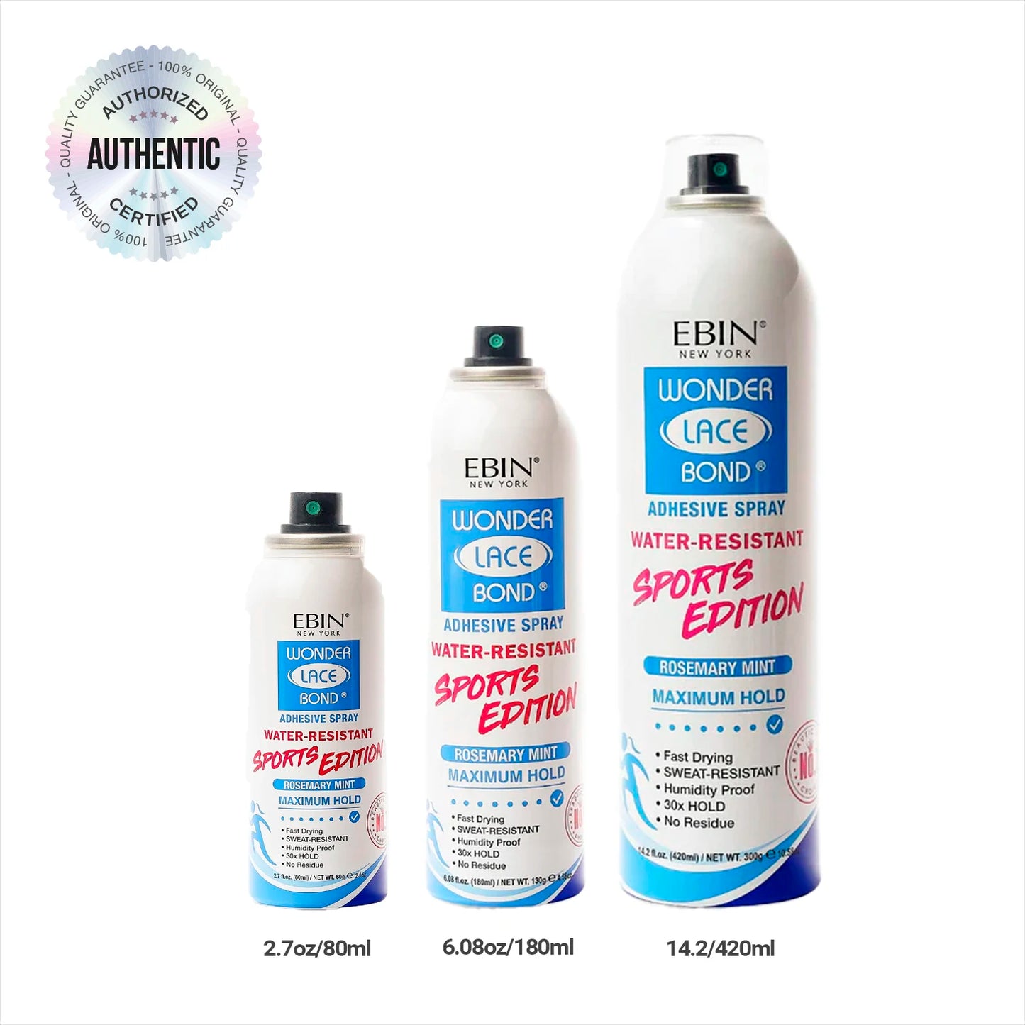 Ebin New York Wonder Lace Bond Sports Edition Adhesive Spray - Ultra Strong Hold, Ideal for Sports & Active Lifestyles