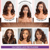 Brown Bob Wig Human Hair 250% 13x4 Body Wave Lace Front Wigs Human Hair Pre Plucked Frontal Chocolate Brown Short Bob Wigs Wavy