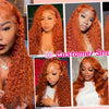 350# 13x6 200 Density 350 Ginger Orange 30 40 inch Lace Front Wig Human Hair Wigs 13x4 HD Lace Frontal Curly Wig For Woman