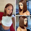 13x4 Transparente HD Lace Frontal Perücke Kurze Bob Perücke Echthaar Schokobraun #4 Lace Front Perücken Vorgezupft Kurze Glatte Perücke