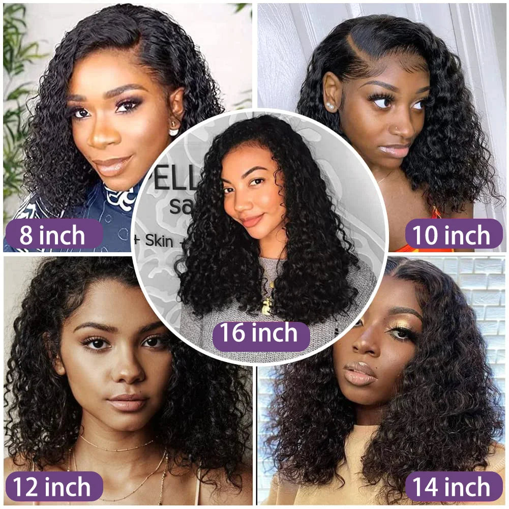 Curly Wig Pre Plucked Brazilian Human Hair Wigs 13x4 Lace Front Wig Short Bob Deep Wave Kinky Curly Lace Front Human Hair Wigs