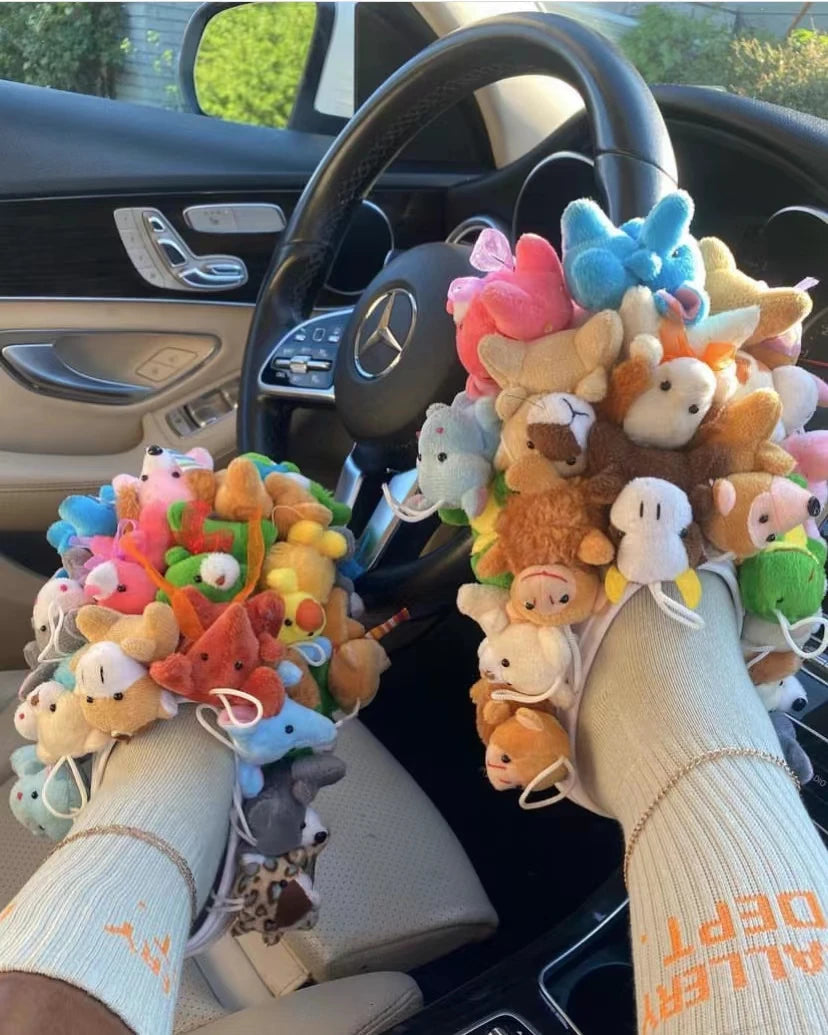 Hausschuhe Damen Baumwoll-Hausschuhe Pelzige Flip-Flops Hausschuhe Süße Teddybär-Puschen Plüsch-Pantoletten Damen Günstige Puschen