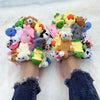 Hausschuhe Damen Baumwoll-Hausschuhe Pelzige Flip-Flops Hausschuhe Süße Teddybär-Puschen Plüsch-Pantoletten Damen Günstige Puschen