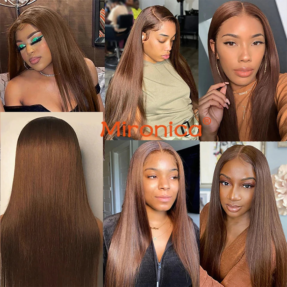 Chocolate Brown Straight Human Hair Bundles Deal1/3/4 Bone Straight Brown Brazilian Straight Hair Weave Bundles Remy Human Hair