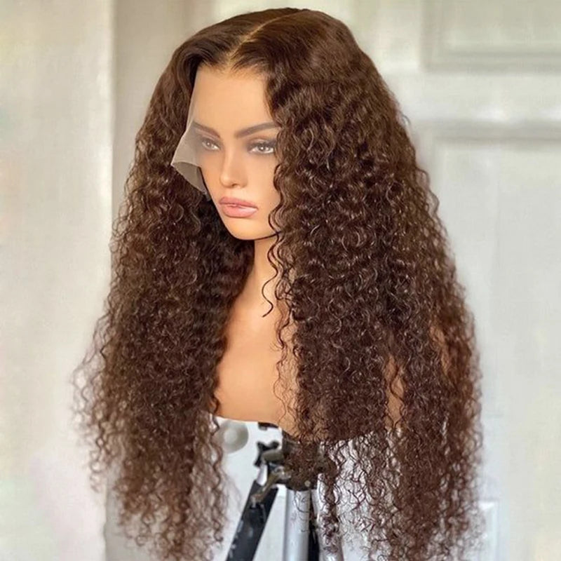 #4 Schokoladenbraune tiefe Wasserwelle 13x6 Lace-Front-Perücken Echthaar Brasilianische braune 13×4 transparente Lace-Frontal-Perücken für Frauen