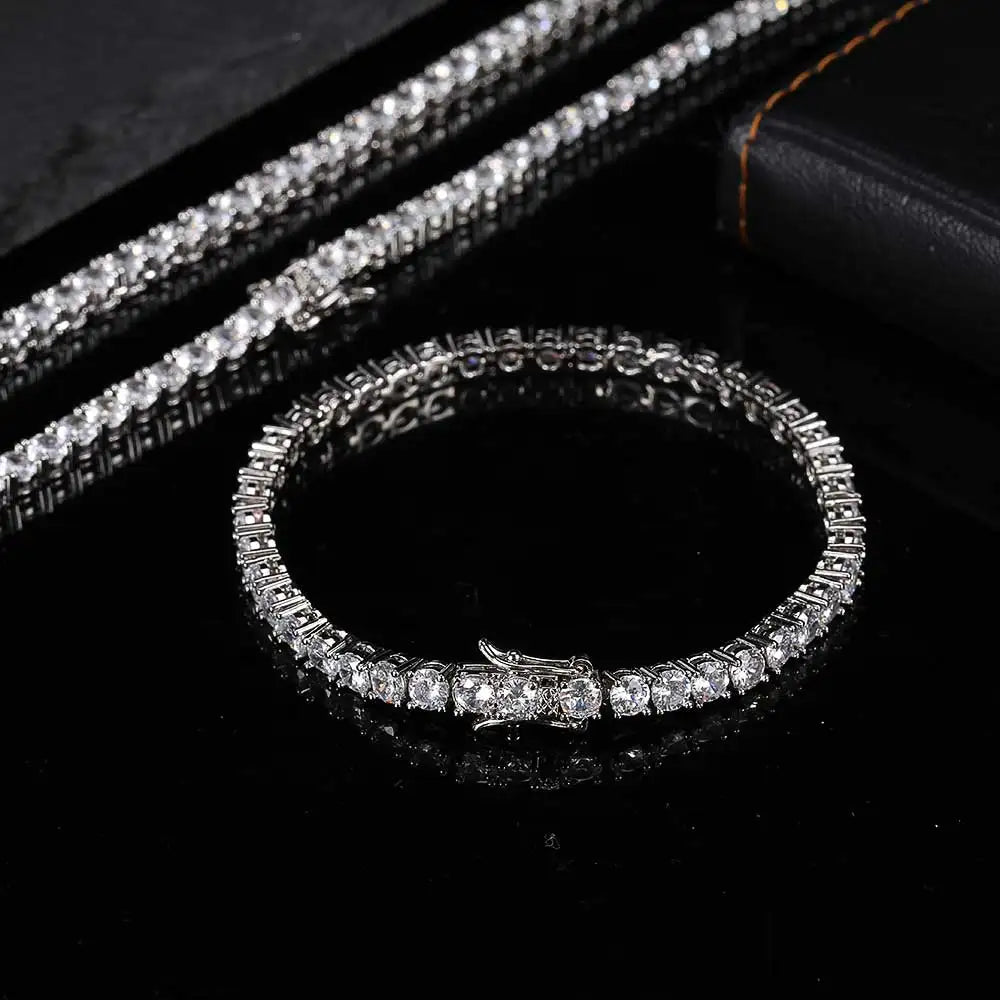 Hip Hop Jewelry 1 Row Iced Out Tennis Chain Bling CZ Men Diamond Cubic Zirconia Choker Necklace Women Drop Shipping