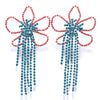 Stonefans Exaggerated Colorful Flower Earrings Fashion Long Tassel Drop Earring for Festival Drag Queen Jewelry