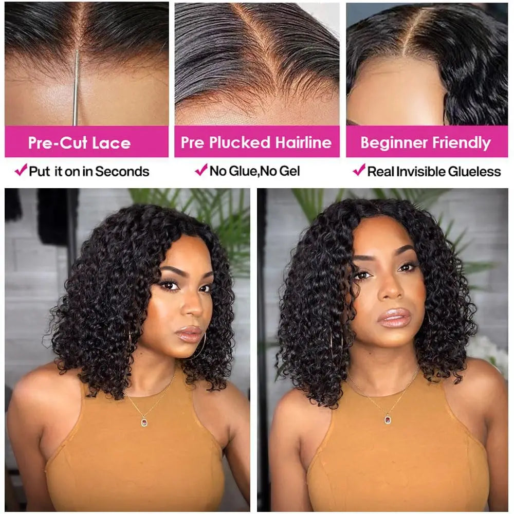 13x4 Lace Frontal Perücke Echthaar Kurze Bob Perücke Body Wave 4x4 HD Lace Front Verschluss Perücke Brasilianisches unbehandeltes Haar Natur Schwarz Farbe