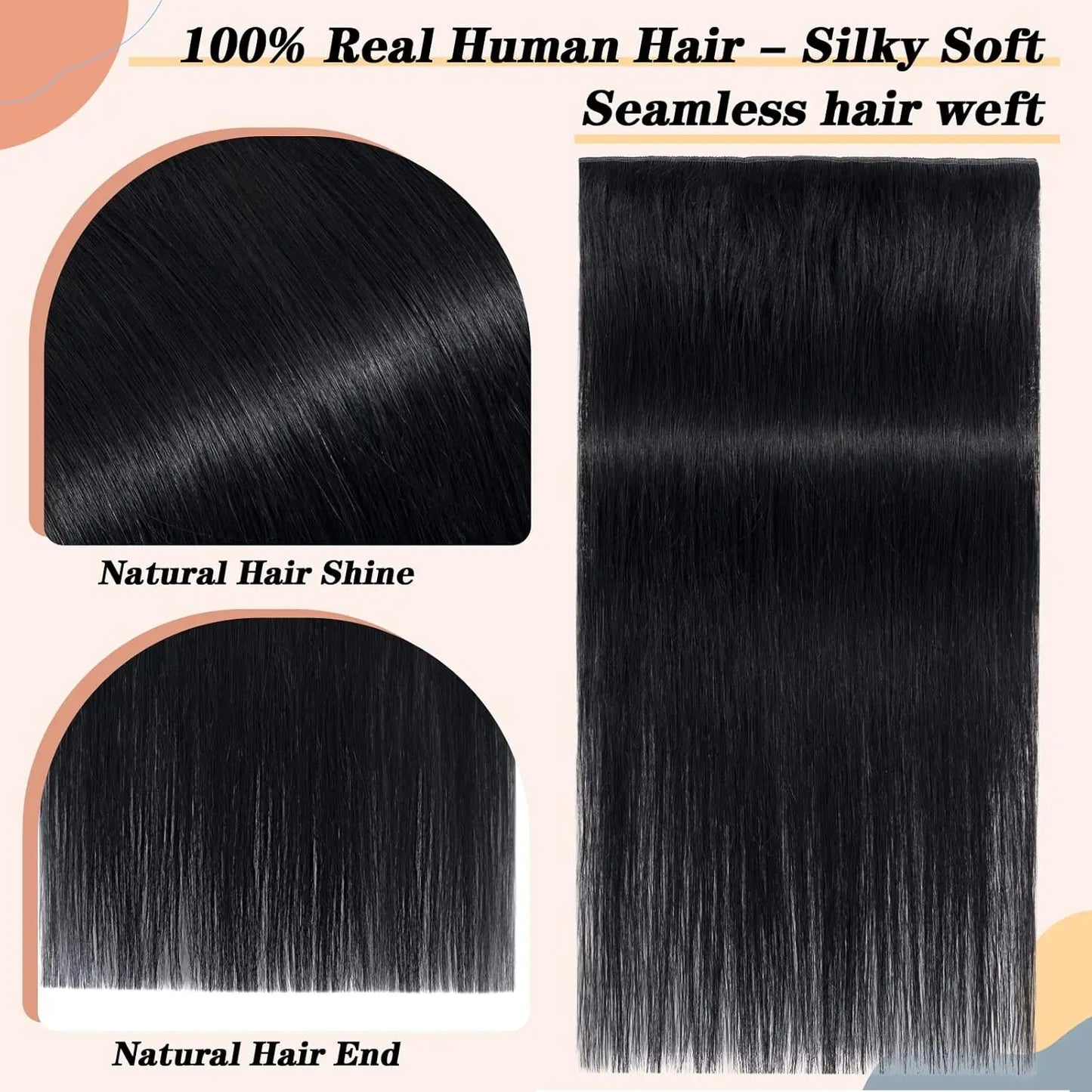 100% Brazilian Clips In One Piece Hair Extension Natural Straight Remy Human Hair  Invisible Seamless Clip in Straight One Piece
