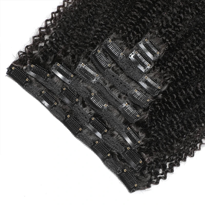 Afro Human Hair Clip In Extensions 100% Human Hair Natural Extensions Remy Brazilian Seamless Clip In Human Hair Weave For Women