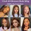 13x4 Transparente HD Lace Frontal Perücke Kurze Bob Perücke Echthaar Schokobraun #4 Lace Front Perücken Vorgezupft Kurze Glatte Perücke