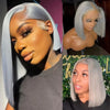 Straight Short Bob Gray 100% Human Hair Wig Lace Front Grey 13X4 Lace Frontal Bob Wig Colored Raw Human Hair Wigs 210 Density
