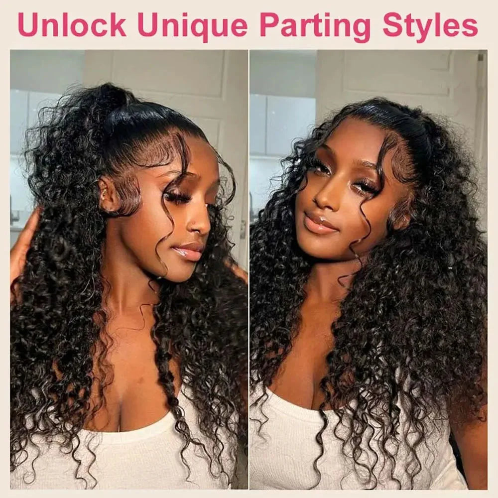 13x6 13x4 Deep Wave Frontal Wig Eng anliegend Transparent 30 Zoll Unsichtbarer Riemen 360 Full HD Lace Front Perücke Klebefreie Echthaarperücke