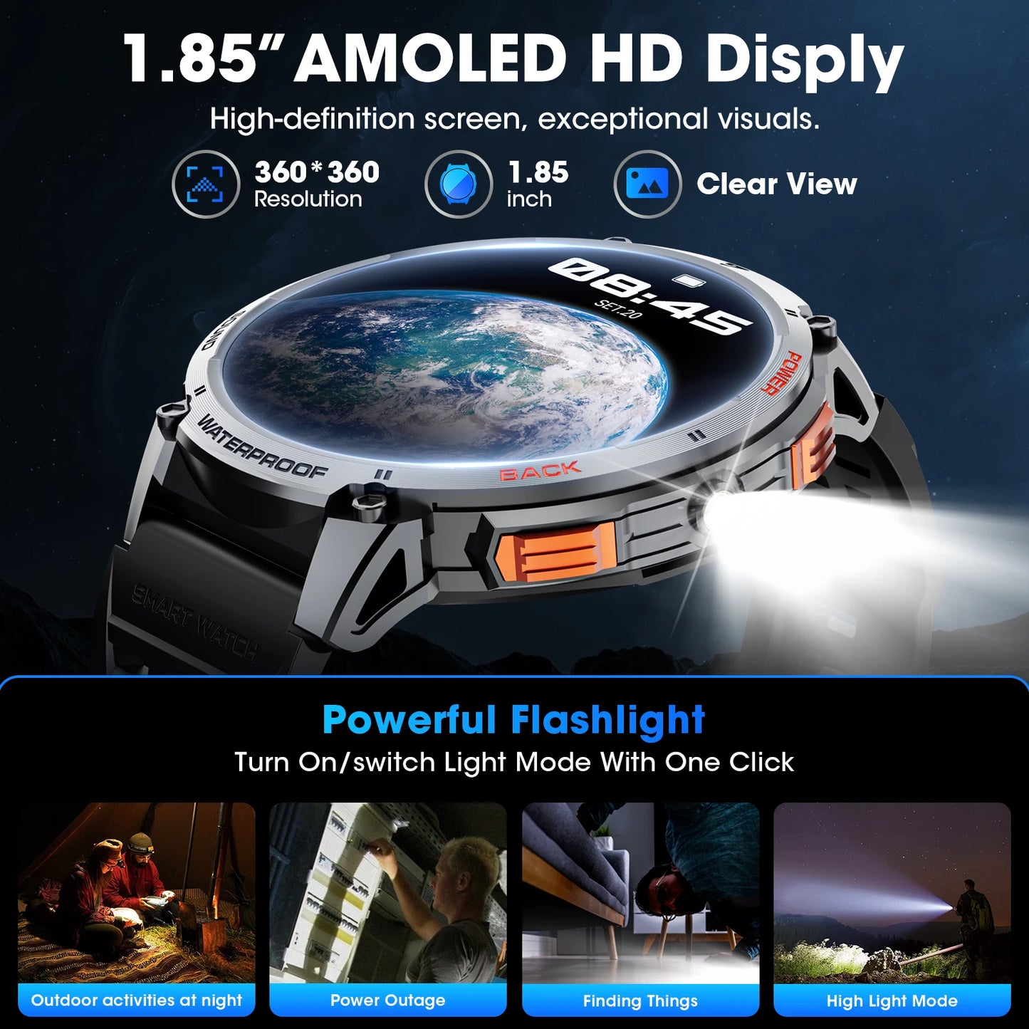Karchilor Smartwatches für Herren 2025 Smartwatch für Damen Bluetooth Anruf 1.85 High-Definition Bildschirm Fitness Sport Wasserdicht