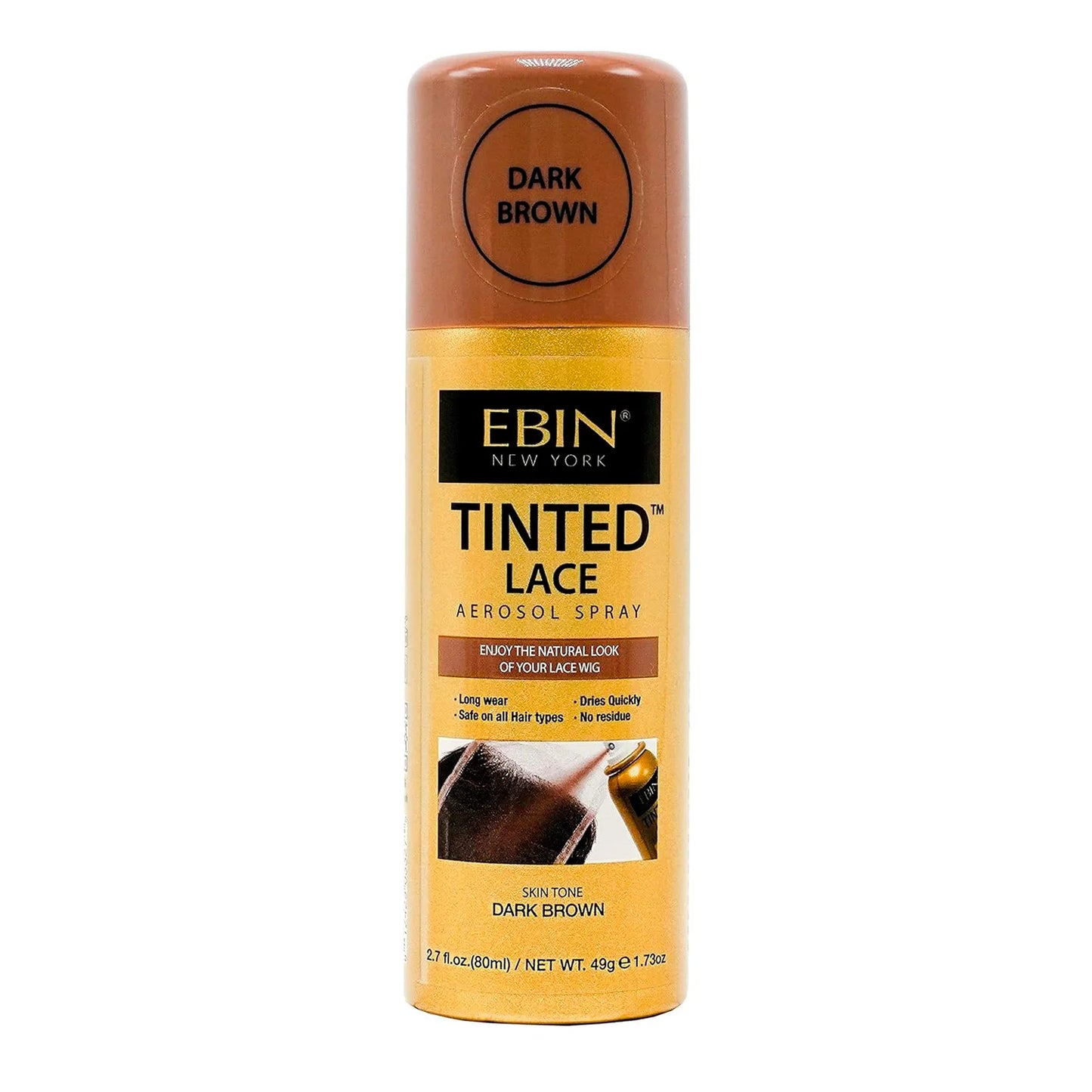 Ebin New York Tinted Lace Aerosolspray 2.7oz/ 80ml – Schnell trocknend, natürlicher Farbton, ideal für nahtloses Verblenden von Spitzen