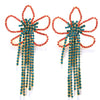 Stonefans Exaggerated Colorful Flower Earrings Fashion Long Tassel Drop Earring for Festival Drag Queen Jewelry