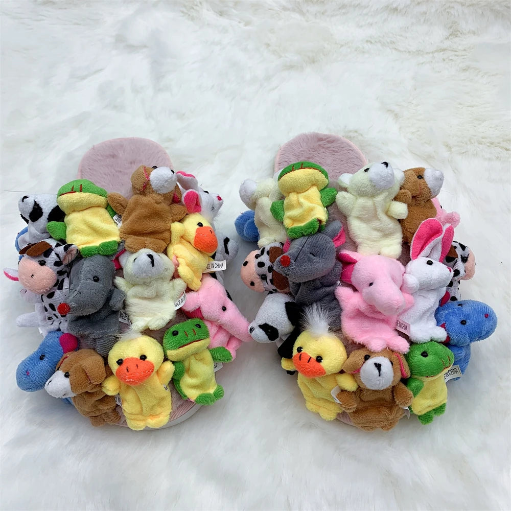 Hausschuhe Damen Baumwoll-Hausschuhe Pelzige Flip-Flops Hausschuhe Süße Teddybär-Puschen Plüsch-Pantoletten Damen Günstige Puschen